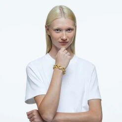 Swarovski Harmonia Bracelet Cushion Cut, Yellow, Rhodium Plated