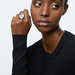 Swarovski Harmonia Cocktail Ring Oversized Crystal, White, Mixed Metal Finish -Fashion Accessories Store harmonia cocktail ring oversized crystal white mixed metal finish swarovski 5600946 3