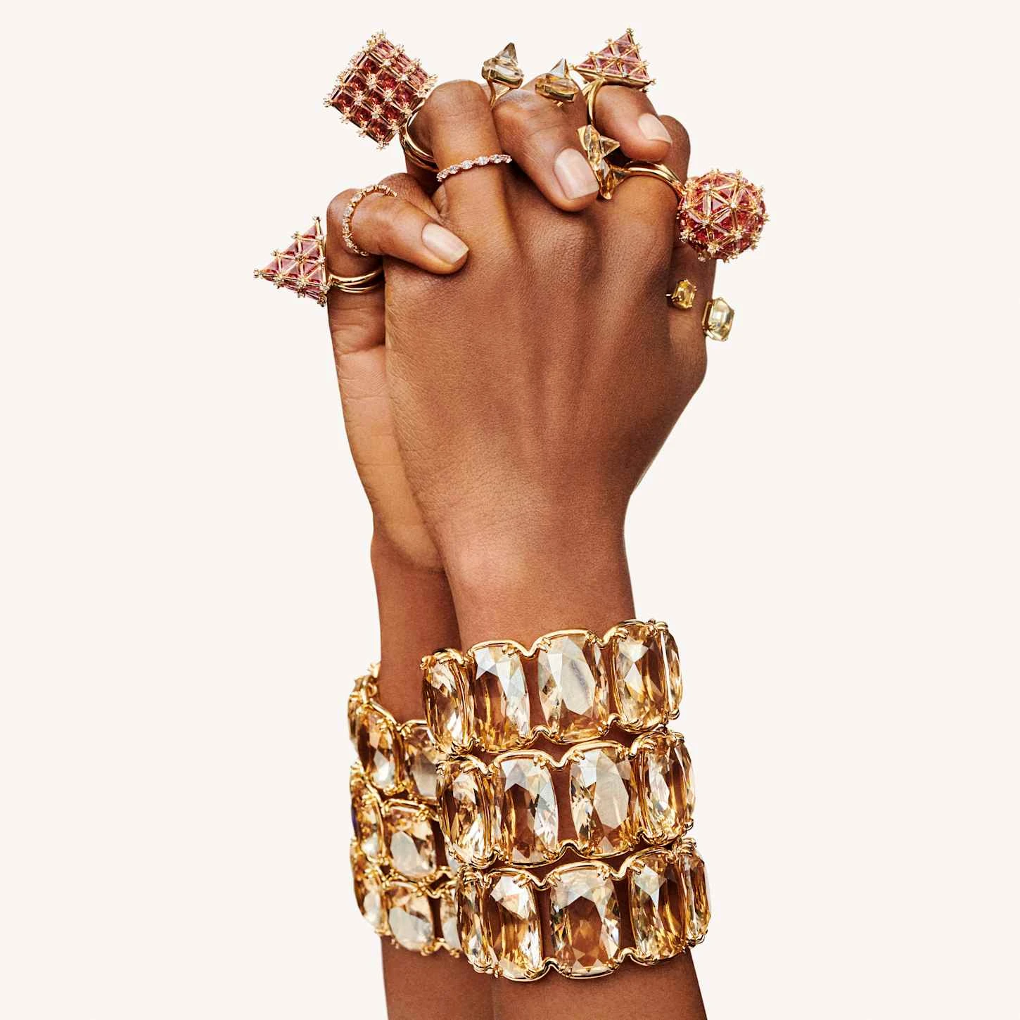 Swarovski Harmonia Cuff Oversized Floating Crystals, Gold Tone, Gold-tone Plated 6 Swarovski Harmonia Cuff Oversized Floating Crystals, Gold Tone, Gold-tone Plated - Image 6
