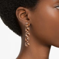 Swarovski Harmonia Drop Earrings Cushion Cut Floating Crystals, Gold Tone, Gold-tone Plated