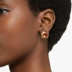 Swarovski Harmonia Stud Earrings Cushion Cut, Gold Tone, Gold-tone Plated