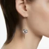 Swarovski Hollow Drop Earrings Long, White, Rhodium Plated