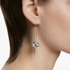 Swarovski Hollow Drop Earrings Long, White, Rhodium Plated -Fashion Accessories Store hollow drop earrings long white rhodium plated swarovski 5636435 3