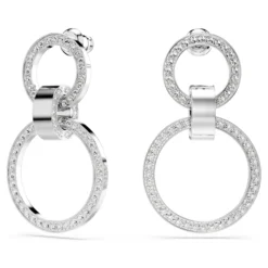 Swarovski Hollow Hoop Earrings White, Rhodium Plated -Fashion Accessories Store hollow hoop earrings white rhodium plated swarovski 5636503 2
