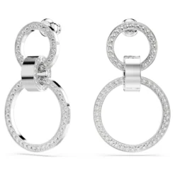 Swarovski Hollow Hoop Earrings White, Rhodium Plated -Fashion Accessories Store hollow hoop earrings white rhodium plated swarovski 5636503 5