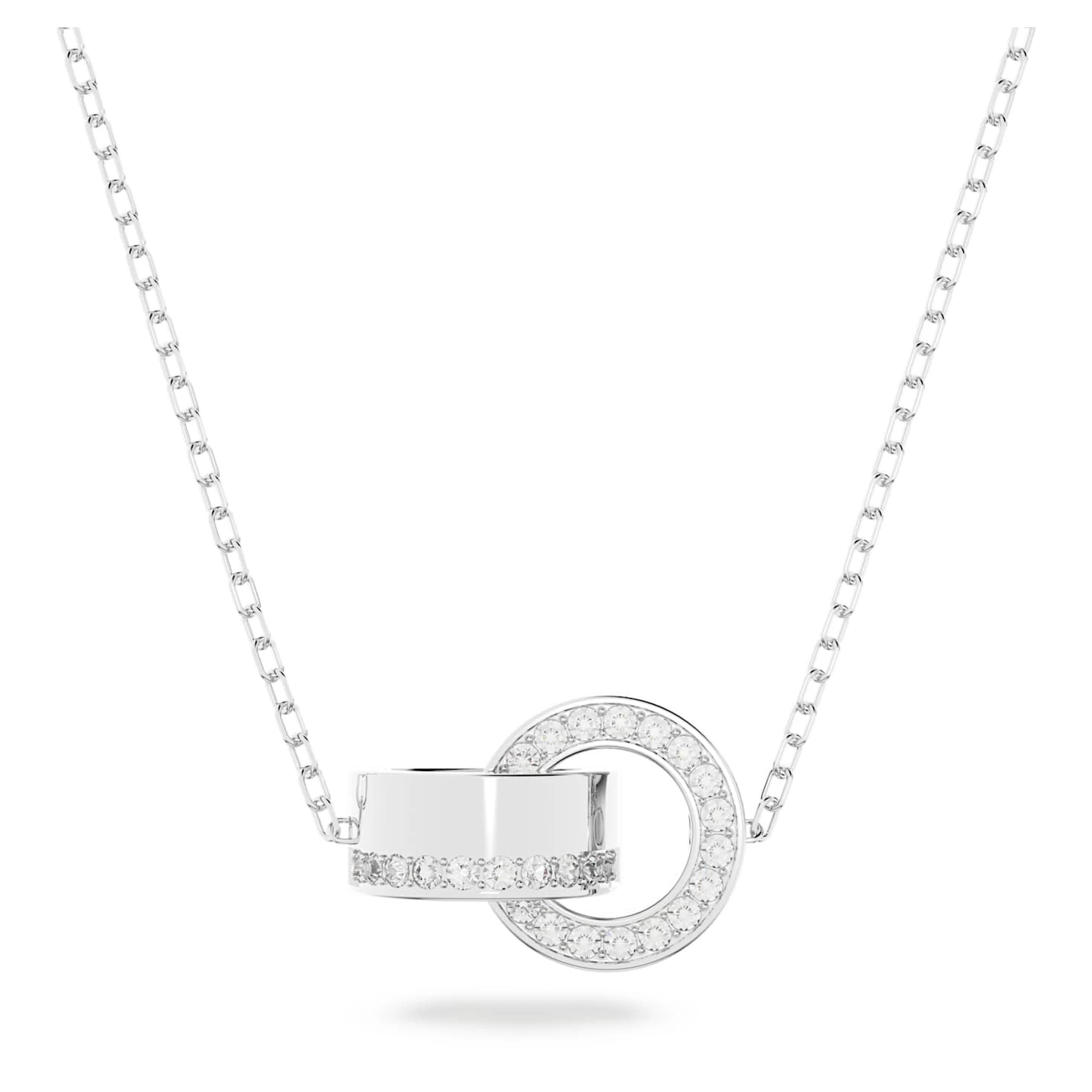 Swarovski Hollow Pendant Interlocking Loop, White, Rhodium Plated 2 Swarovski Hollow Pendant Interlocking Loop, White, Rhodium Plated - Image 2