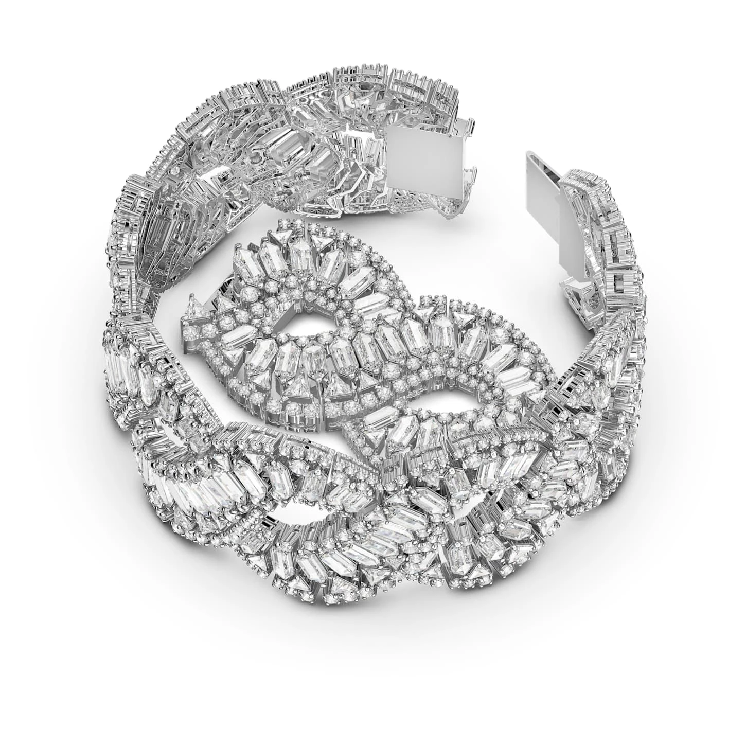 Swarovski Hyperbola Bracelet Mixed Cuts, Wave, White, Rhodium Plated 3 Swarovski Hyperbola Bracelet Mixed Cuts, Wave, White, Rhodium Plated - Image 3