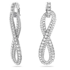 Swarovski Hyperbola Clip Earrings Infinity, White, Rhodium Plated -Fashion Accessories Store hyperbola clip earrings infinity white rhodium plated swarovski 5616586 2