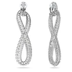 Swarovski Hyperbola Clip Earrings Infinity, White, Rhodium Plated -Fashion Accessories Store hyperbola clip earrings infinity white rhodium plated swarovski 5616586 3