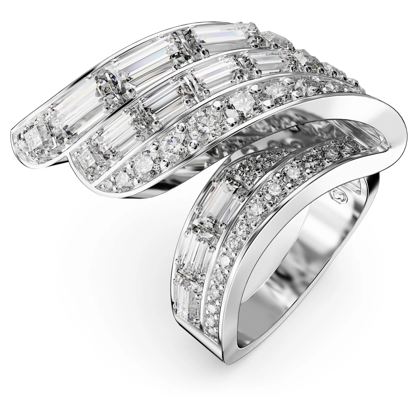 Swarovski Hyperbola Cocktail Ring Carbon Neutral Zirconia, Mixed Cuts, White, Rhodium Plated 3 Swarovski Hyperbola Cocktail Ring Carbon Neutral Zirconia, Mixed Cuts, White, Rhodium Plated - Image 3