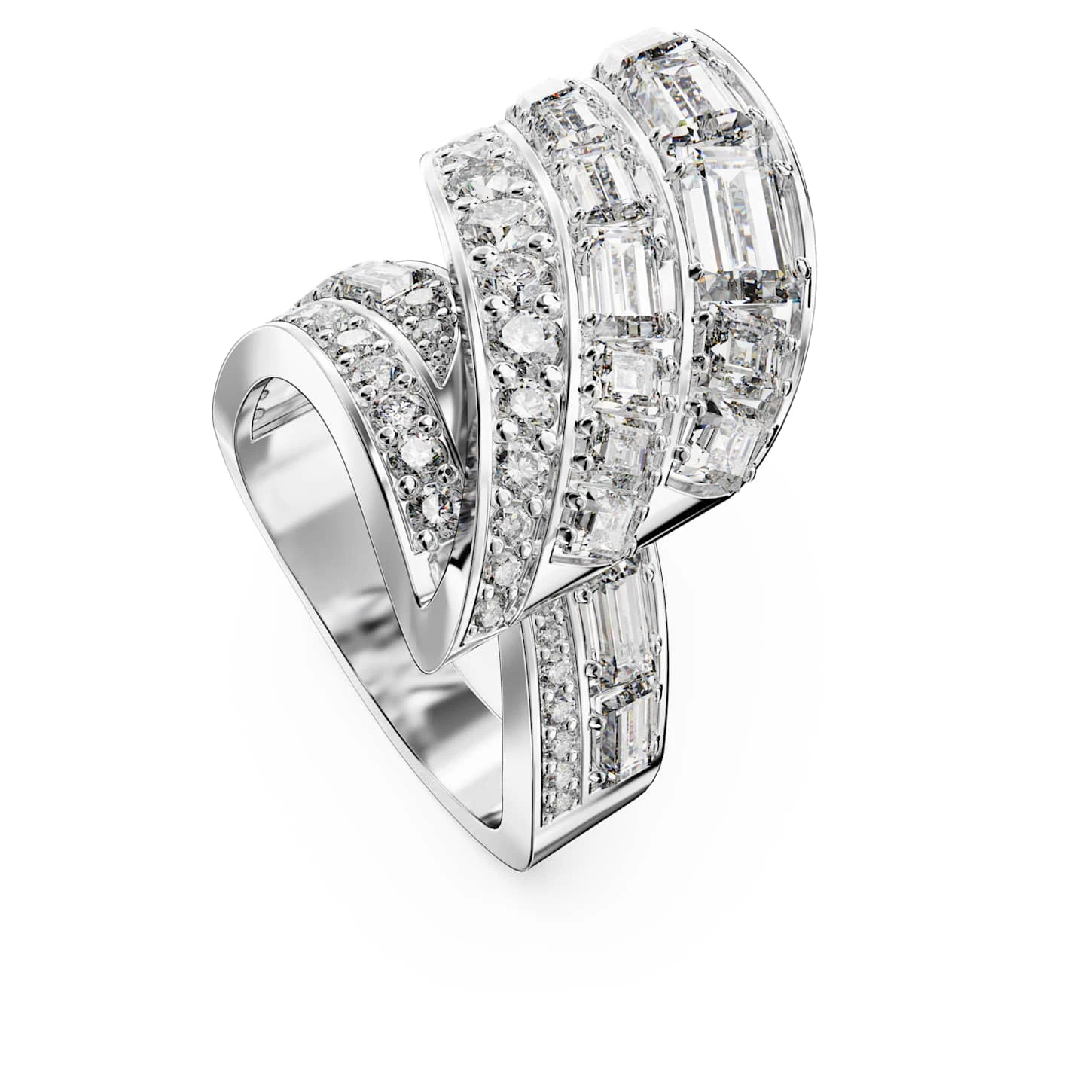 Swarovski Hyperbola Cocktail Ring Carbon Neutral Zirconia, Mixed Cuts, White, Rhodium Plated 4 Swarovski Hyperbola Cocktail Ring Carbon Neutral Zirconia, Mixed Cuts, White, Rhodium Plated - Image 4