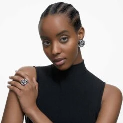 Swarovski Hyperbola Cocktail Ring Mixed Cuts, Black, Rhodium Plated -Fashion Accessories Store hyperbola cocktail ring mixed cuts black rhodium plated swarovski 5615322 4