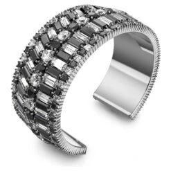 Swarovski Hyperbola Cuff Mixed Cuts, Black, Rhodium Plated -Fashion Accessories Store hyperbola cuff mixed cuts black rhodium plated swarovski 5615330 2