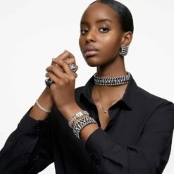 Swarovski Hyperbola Cuff Mixed Cuts, Black, Rhodium Plated -Fashion Accessories Store hyperbola cuff mixed cuts black rhodium plated swarovski 5615330 4