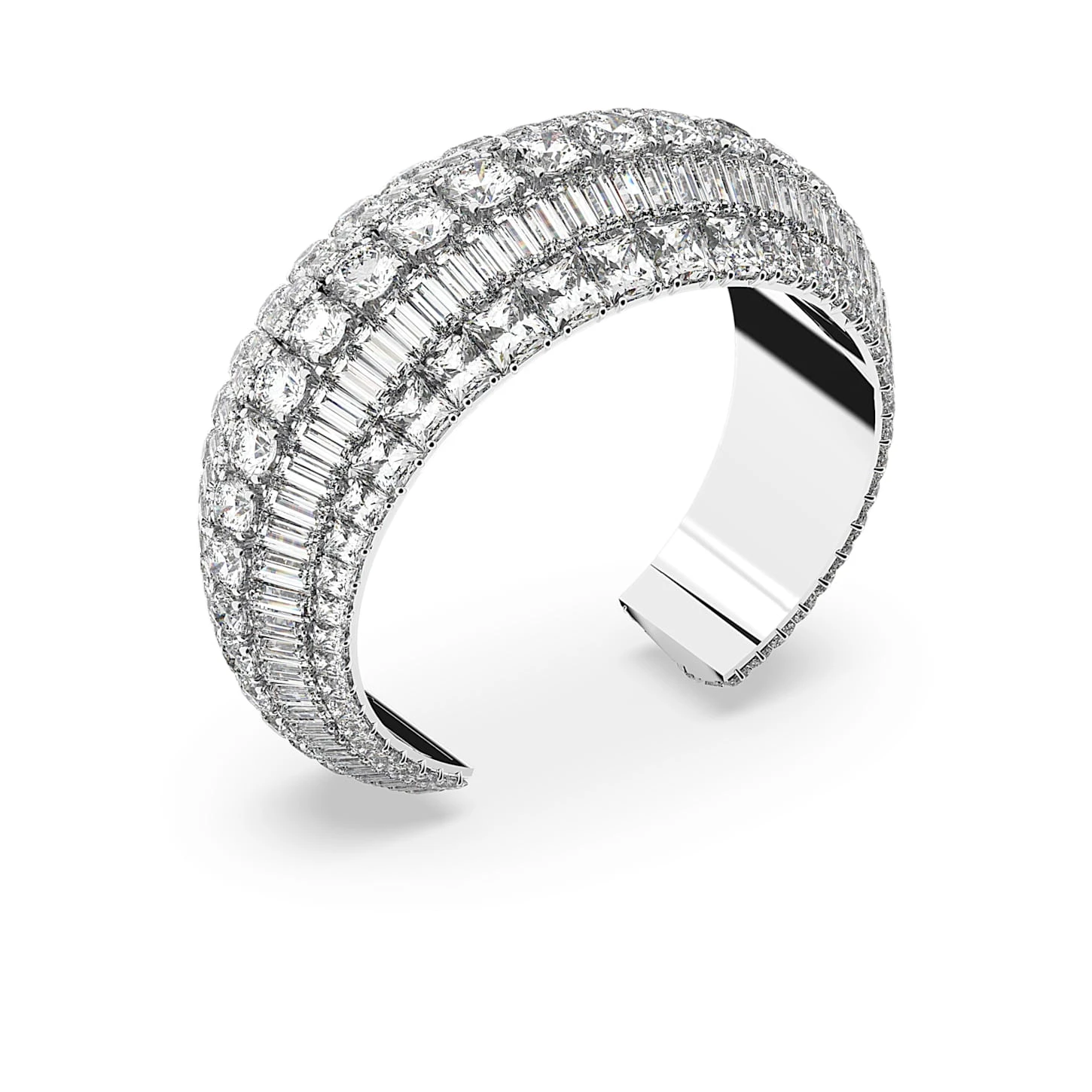 Swarovski Hyperbola Cuff Mixed Cuts, White, Rhodium Plated 3 Swarovski Hyperbola Cuff Mixed Cuts, White, Rhodium Plated - Image 3