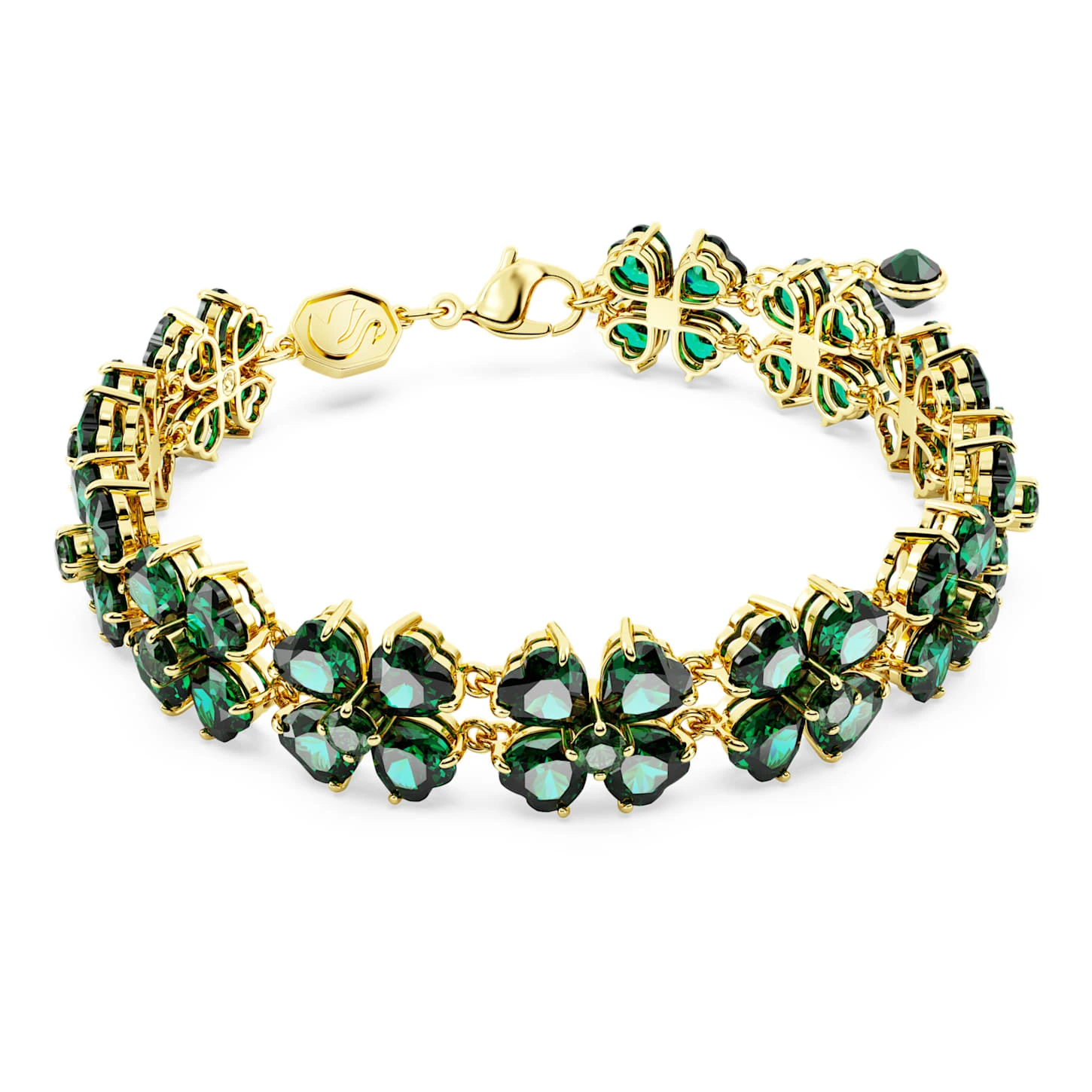 Swarovski Idyllia Bracelet Mixed Cuts, Multiple Clover, Green, Gold-tone Plated 2 Swarovski Idyllia Bracelet Mixed Cuts, Multiple Clover, Green, Gold-tone Plated - Image 2
