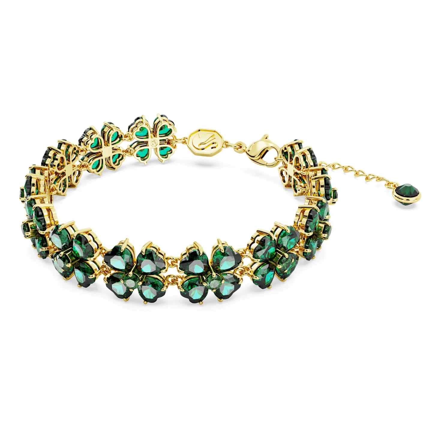 Swarovski Idyllia Bracelet Mixed Cuts, Multiple Clover, Green, Gold-tone Plated 3 Swarovski Idyllia Bracelet Mixed Cuts, Multiple Clover, Green, Gold-tone Plated - Image 3