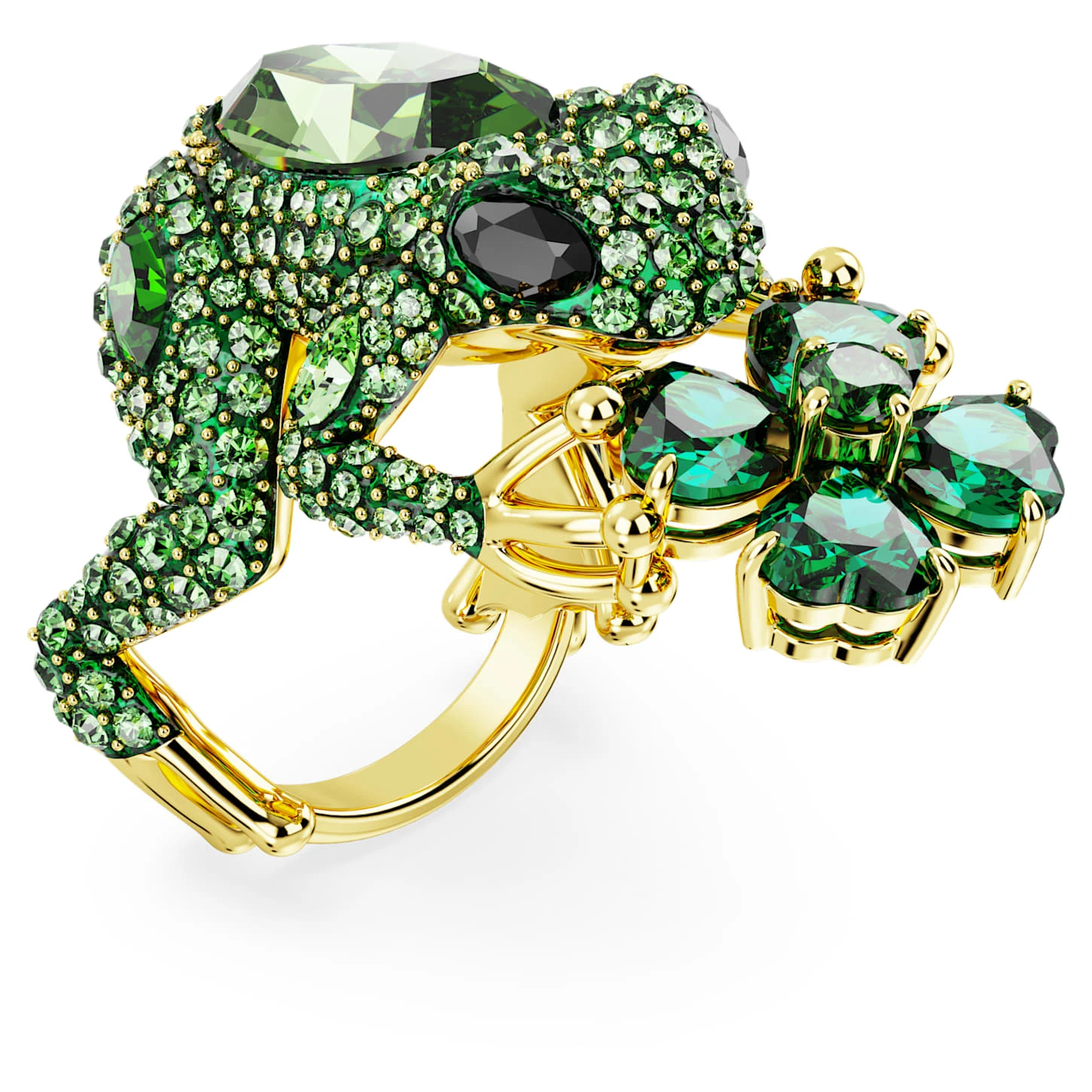 Swarovski Idyllia Cocktail Ring Frog, Green, Gold-tone Plated 2 Swarovski Idyllia Cocktail Ring Frog, Green, Gold-tone Plated - Image 2