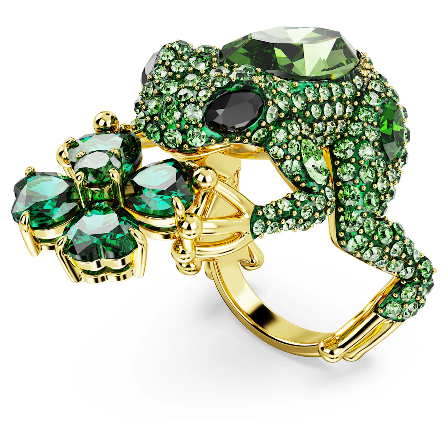 Swarovski Idyllia Cocktail Ring Frog, Green, Gold-tone Plated 3 Swarovski Idyllia Cocktail Ring Frog, Green, Gold-tone Plated - Image 3