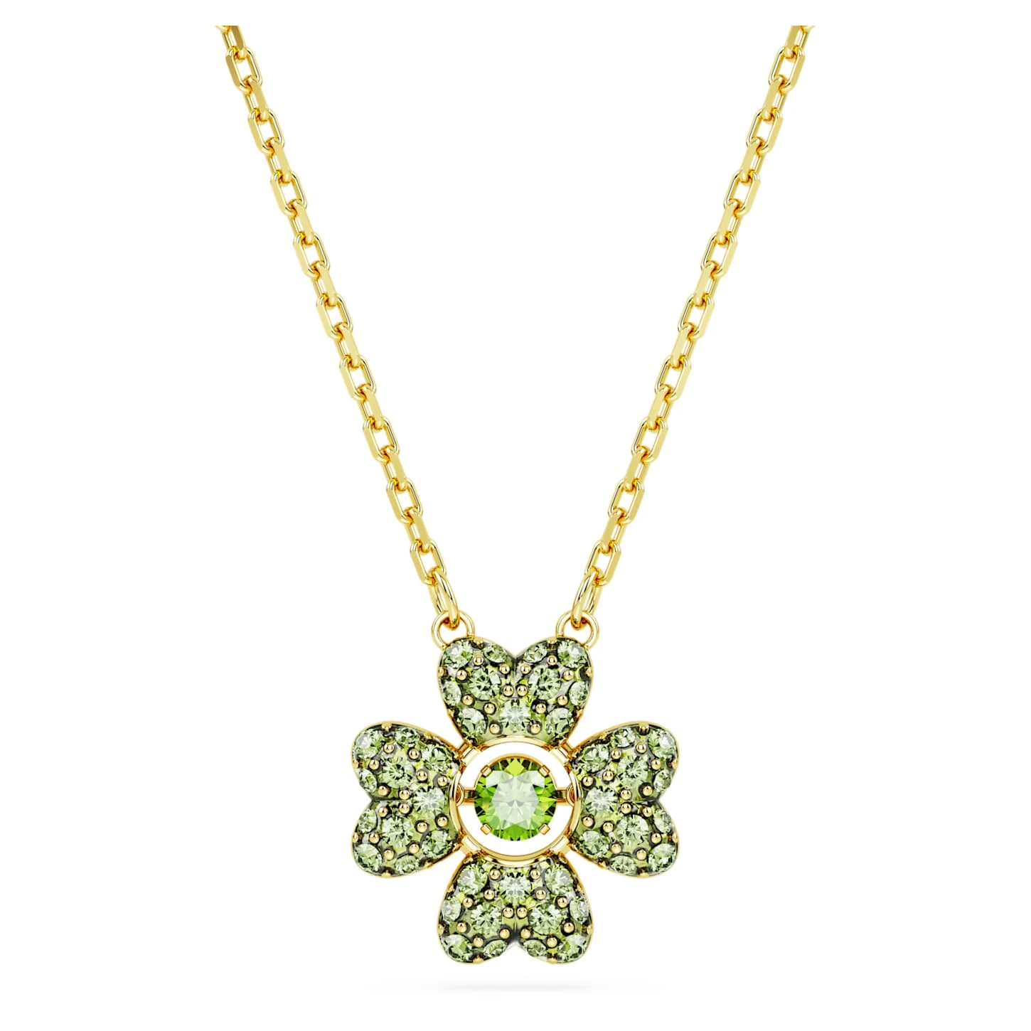 Swarovski Idyllia Pendant Clover, Green, Gold-tone Plated 2 Swarovski Idyllia Pendant Clover, Green, Gold-tone Plated - Image 2
