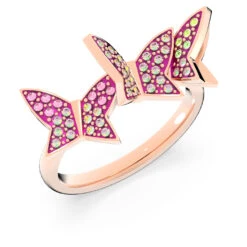 Swarovski Lilia Ring Set (3), Butterfly, Pink, Rose Gold-tone Plated -Fashion Accessories Store lilia ring set 28329 butterfly pink rose gold tone plated swarovski 5636417 2