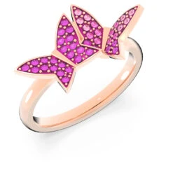 Swarovski Lilia Ring Set (3), Butterfly, Pink, Rose Gold-tone Plated -Fashion Accessories Store lilia ring set 28329 butterfly pink rose gold tone plated swarovski 5636417 3