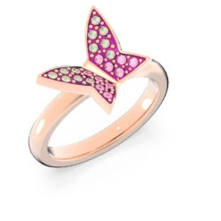 Swarovski Lilia Ring Set (3), Butterfly, Pink, Rose Gold-tone Plated -Fashion Accessories Store lilia ring set 28329 butterfly pink rose gold tone plated swarovski 5636417 4