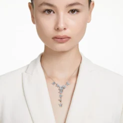 Swarovski Lilia Y Necklace Butterfly, Blue, Rhodium Plated