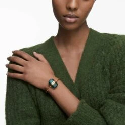 Swarovski Lucent Bangle Magnetic Closure, Oversized Crystal, Green, Gold-tone Finish -Fashion Accessories Store lucent bangle magnetic closure oversized crystal green gold tone finish swarovski 5615107 4