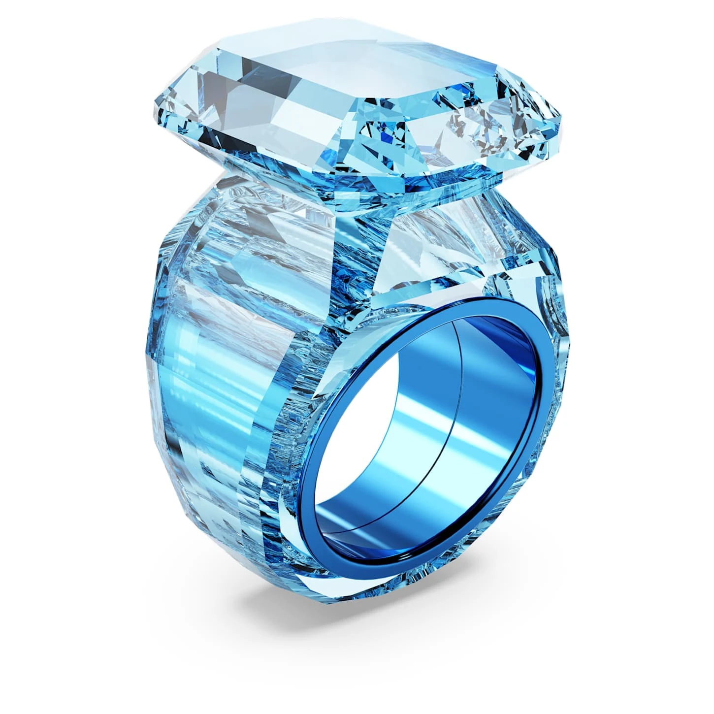 Swarovski Lucent Cocktail Ring Octagon Cut, Blue 3 Swarovski Lucent Cocktail Ring Octagon Cut, Blue - Image 3