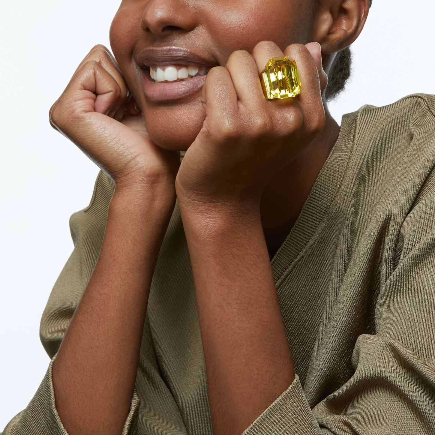 Swarovski Lucent Cocktail Ring Octagon Cut, Yellow 1 Swarovski Lucent Cocktail Ring Octagon Cut, Yellow