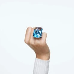 Swarovski Lucent Cocktail Ring Oversized Crystal, Octagon Cut, Blue -Fashion Accessories Store lucent cocktail ring oversized crystal octagon cut blue swarovski 5600223 3