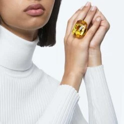 Swarovski Lucent Cocktail Ring Oversized Crystal, Octagon Cut, Yellow -Fashion Accessories Store lucent cocktail ring oversized crystal octagon cut yellow swarovski 5600224 3