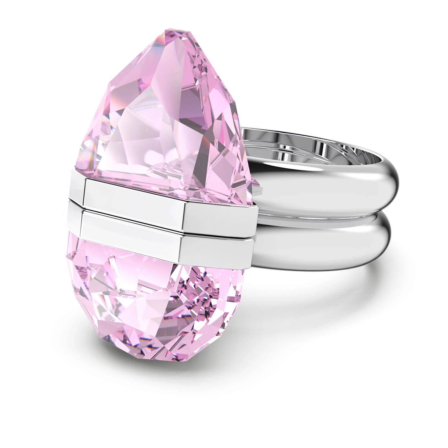 Swarovski Lucent Ring Magnetic Closure, Pear Cut, Pink, Rhodium Plated 2 Swarovski Lucent Ring Magnetic Closure, Pear Cut, Pink, Rhodium Plated - Image 2