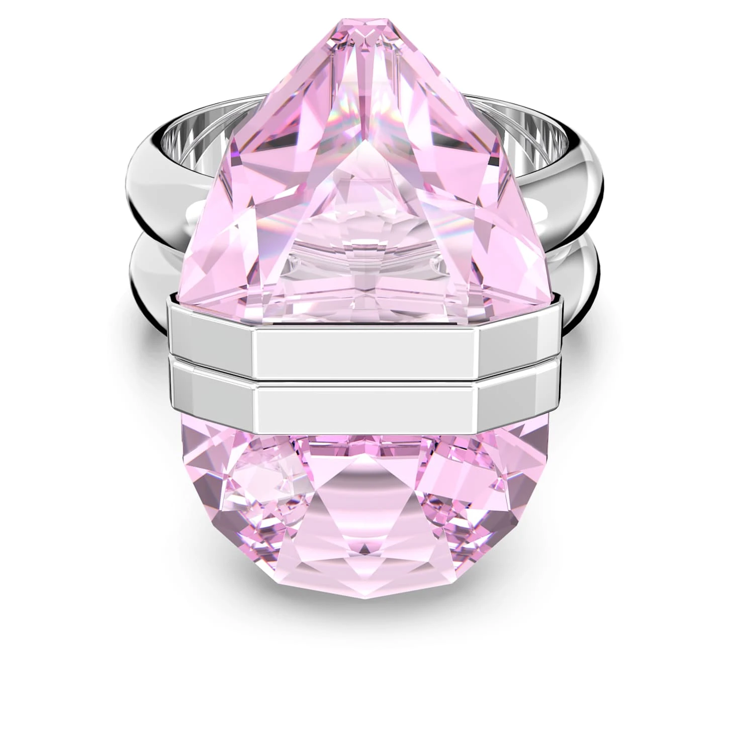 Swarovski Lucent Ring Magnetic Closure, Pear Cut, Pink, Rhodium Plated 3 Swarovski Lucent Ring Magnetic Closure, Pear Cut, Pink, Rhodium Plated - Image 3