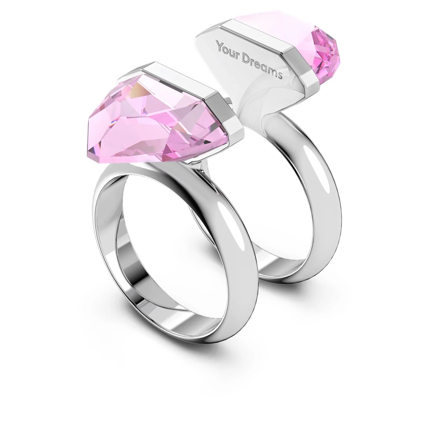 Swarovski Lucent Ring Magnetic Closure, Pear Cut, Pink, Rhodium Plated 5 Swarovski Lucent Ring Magnetic Closure, Pear Cut, Pink, Rhodium Plated - Image 5