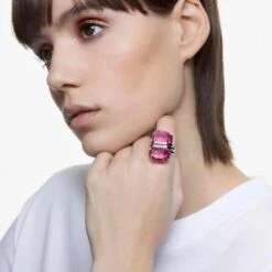 Swarovski Lucent Ring Magnetic Closure, Pink, Rhodium Plated -Fashion Accessories Store lucent ring magnetic closure pink rhodium plated swarovski 5633634 3