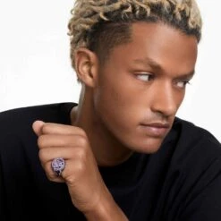 Swarovski Marvel Black Panther Ring Black Panther, Purple, Rhodium Plated