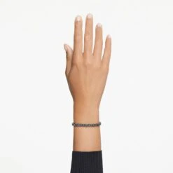 Swarovski Matrix Bracelet Triangle Cut, Black, Ruthenium Plated