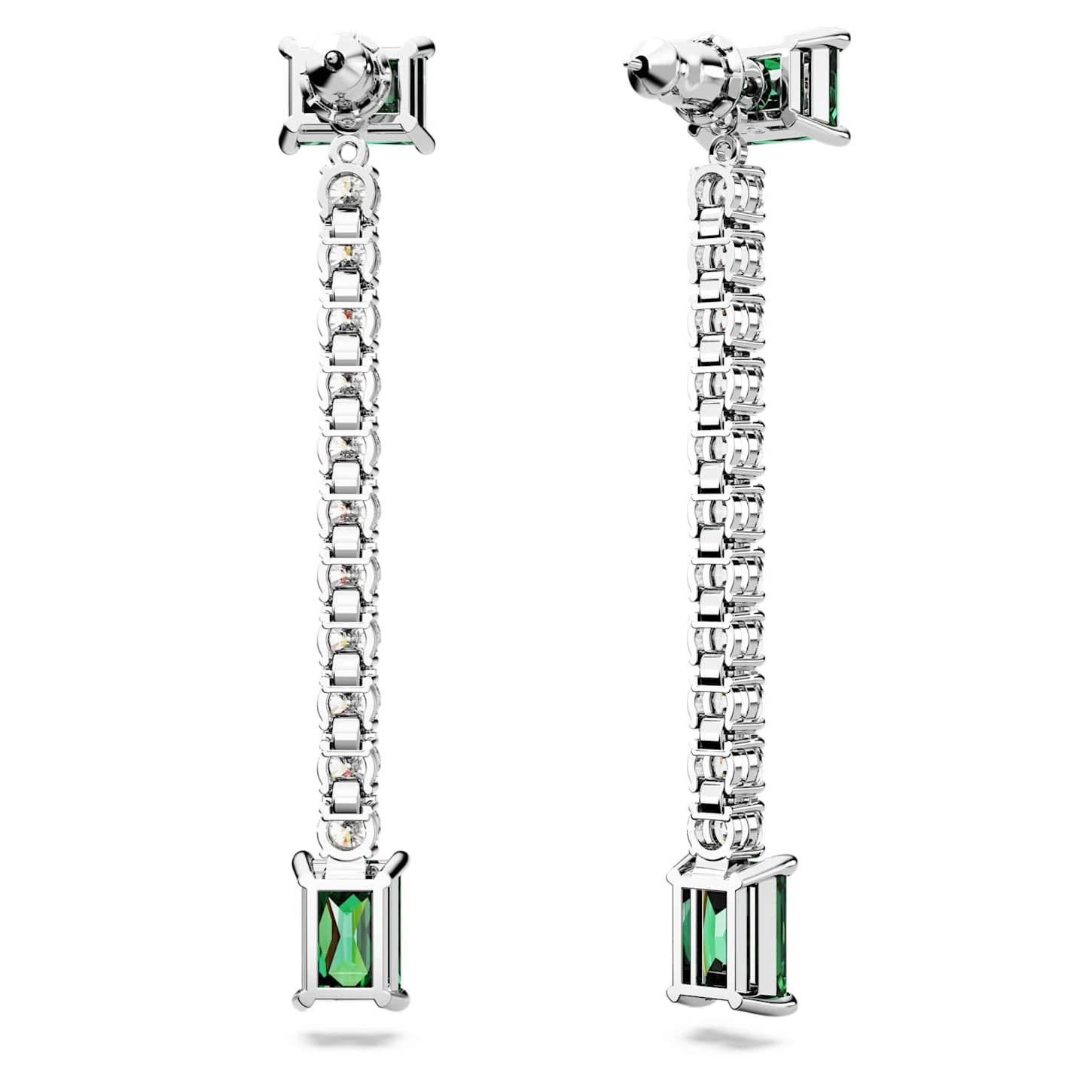 Swarovski Matrix Drop Earrings Mixed Cuts, Green, Rhodium Plated 5 Swarovski Matrix Drop Earrings Mixed Cuts, Green, Rhodium Plated - Image 5