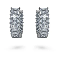 Swarovski Matrix Hoop Earrings Baguette Cut, Gray, Ruthenium Plated -Fashion Accessories Store matrix hoop earrings baguette cut gray ruthenium plated swarovski 5658650 2