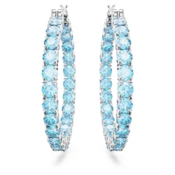 Swarovski Matrix Hoop Earrings Round Cut, Blue, Rhodium Plated -Fashion Accessories Store matrix hoop earrings round cut blue rhodium plated swarovski 5647446 2