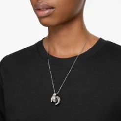 Swarovski Matrix Pendant Baguette Cut, White, Rhodium Plated