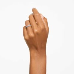 Swarovski Matrix Ring Round Cut, Blue, Rhodium Plated