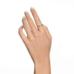 Swarovski Matrix Ring Round Cut, Green, Gold-tone Plated