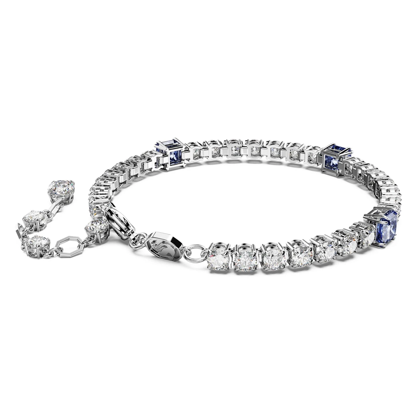 Swarovski Matrix Tennis Bracelet Mixed Cuts, Blue, Rhodium Plated 5 Swarovski Matrix Tennis Bracelet Mixed Cuts, Blue, Rhodium Plated - Image 5