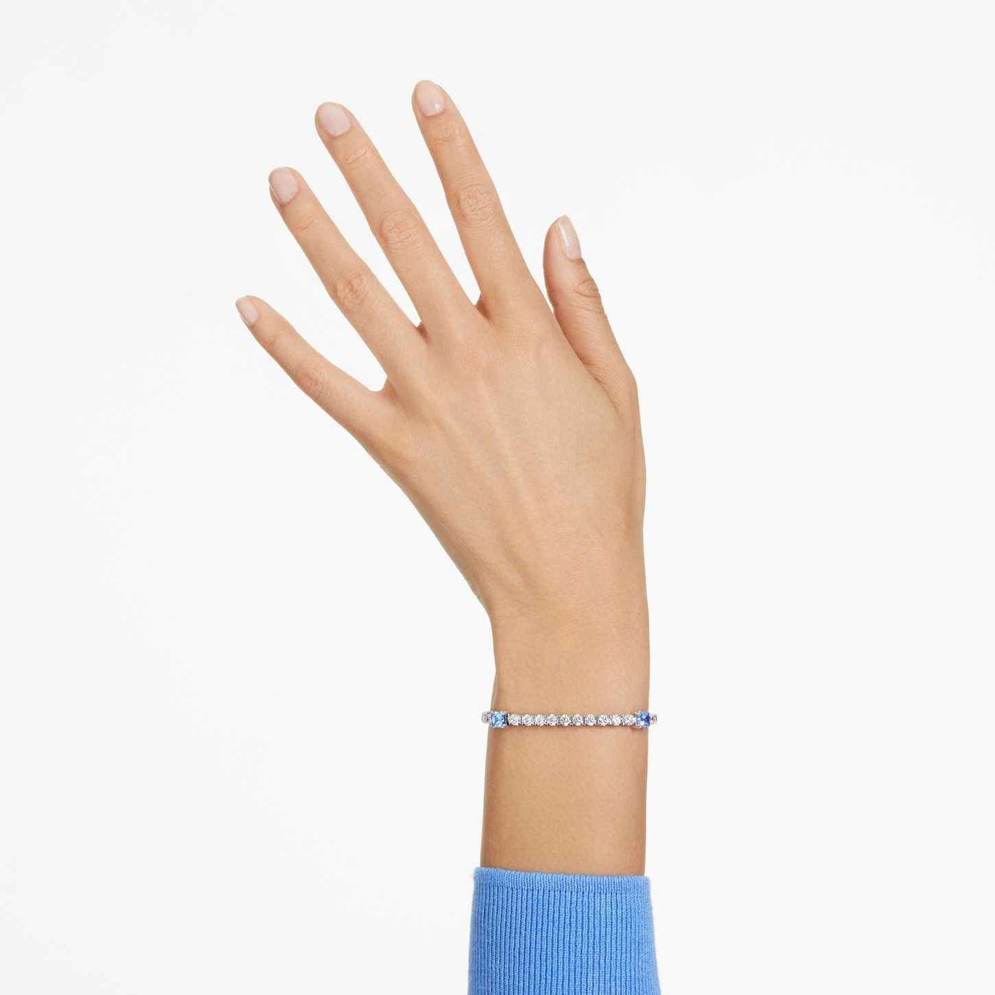 Swarovski Matrix Tennis Bracelet Mixed Cuts, Blue, Rhodium Plated 1 Swarovski Matrix Tennis Bracelet Mixed Cuts, Blue, Rhodium Plated