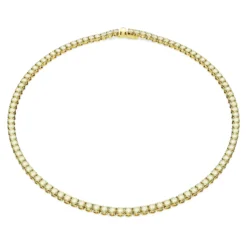 Swarovski Matrix Tennis Necklace Round Cut, Small, Yellow, Gold-tone Plated