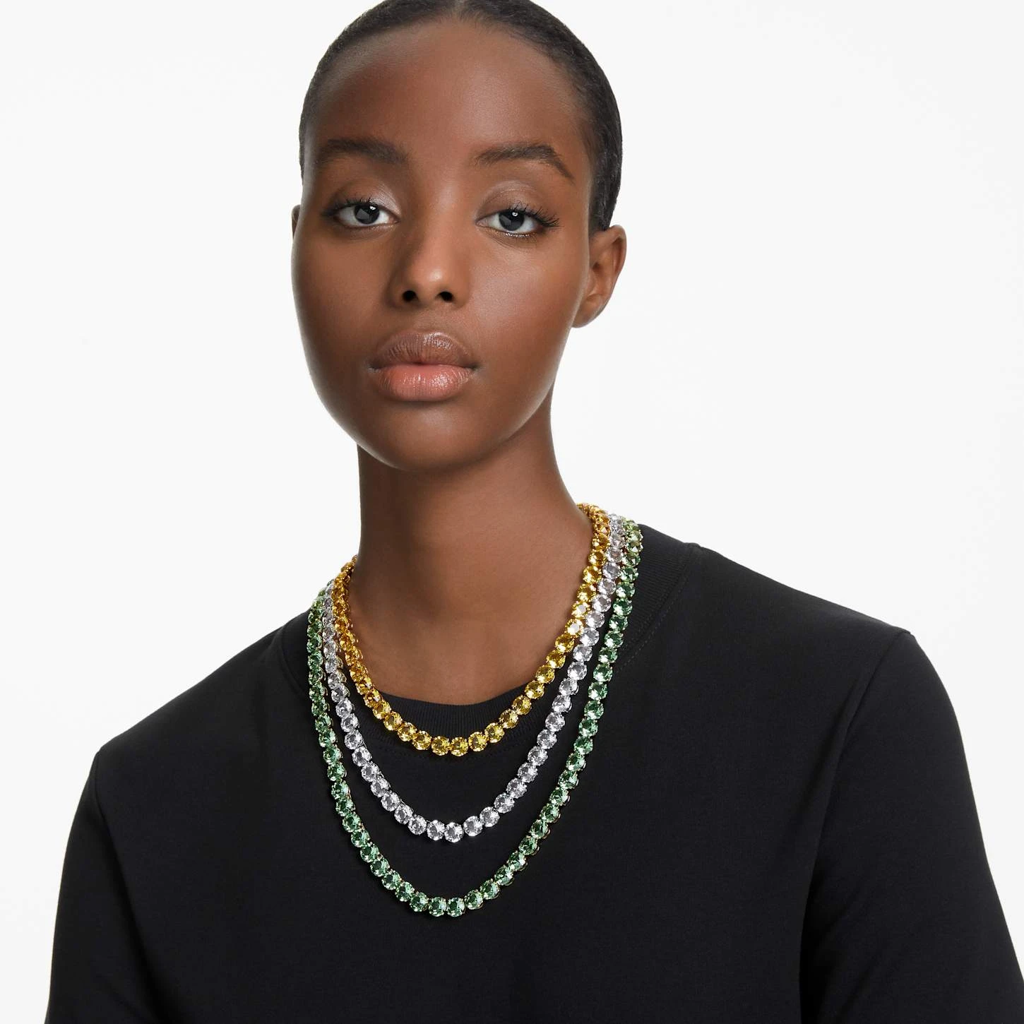 Swarovski Matrix Tennis Necklace Set (3), Round Cut, Multicolored, Mixed Metal Finish 1 Swarovski Matrix Tennis Necklace Set (3), Round Cut, Multicolored, Mixed Metal Finish