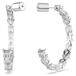 Swarovski Mesmera Hoop Earrings Mixed Cuts, White, Rhodium Plated -Fashion Accessories Store mesmera hoop earrings mixed cuts white rhodium plated swarovski 5672834 4